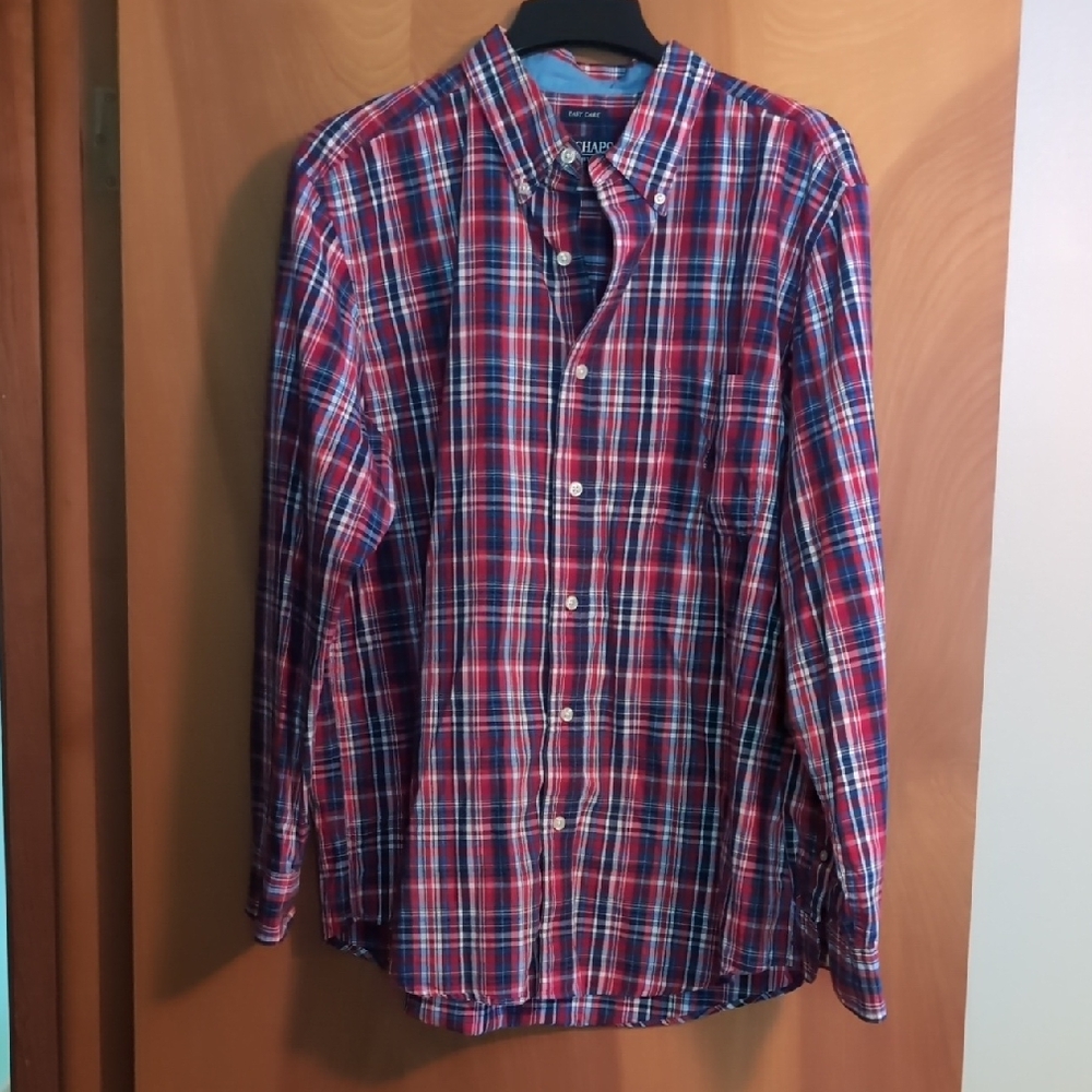 Chaps Red and Blue Casual Button Down Shirt